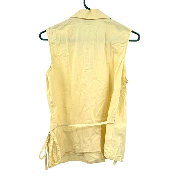Eddie Bauer Size Large Sleeveless Wrap Blouse Top Shirt Yellow Cotton Blend - Picture 2 of 4